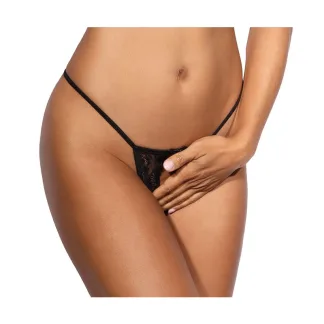 Axami Lingerie Lace Open Front G-String Black (Small)