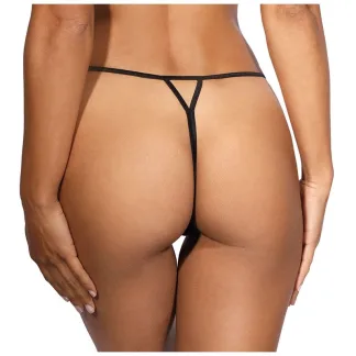 Axami Lingerie Lace Open Front G-String Black (Large)
