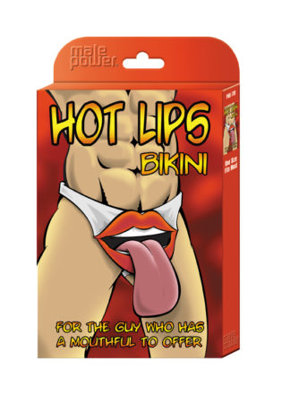 Male Power Hot Lips Bikini Novelty Underwear (Black - One Size)