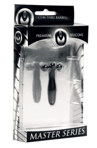 Master Series Silicone Cum-Thru Barbell Penis Plug (Black)