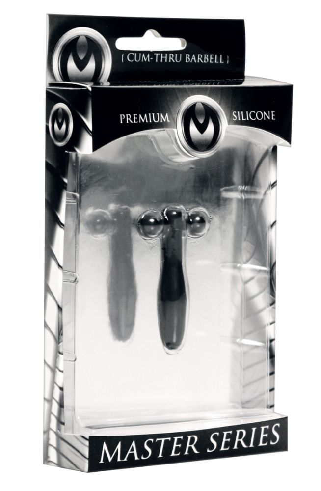 Silicone Cum-Thru Barbell Penis Plug (Black) Silicone Cum-Thru Barbell Penis Plug (Black)