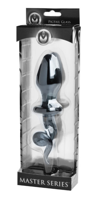 Master Series Swine Pig Tail Glass Anal Plug (Black)
