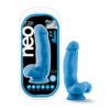 Neo Elite 7in Silicone Dual Density Cock with Balls Neon Blue Neo Elite 7in Silicone Dual Density Cock with Balls Neon Blue