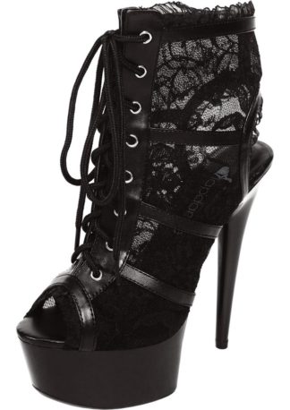 Lapdance Shoes Black Lace Open Toe Platform Ankle Bootie 6in Heel  (7)