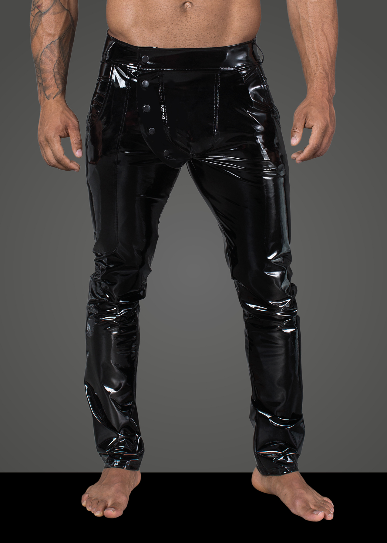 Long Elastic PVC pants (Black - Extra Large)