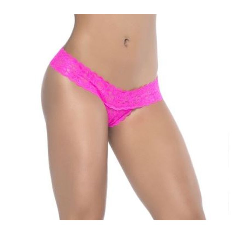 Peekaboo Crotchless Thong Pink (Extra Large)