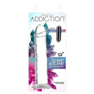 Addiction Crystal Dildo Straight 9in Clear
