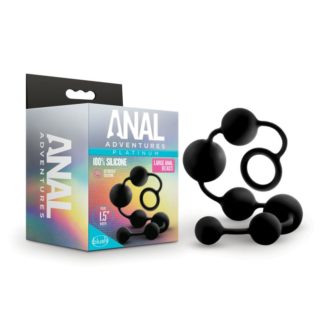 Anal Adventures Platinum Silicone Large Anal Beads (Black)