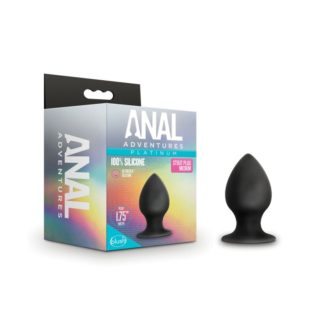 Anal Adventures Platinum Silicone Anal Stout Plug Medium (Black)