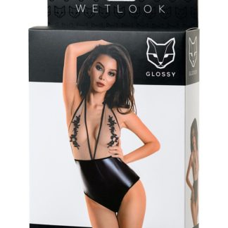 Glossy Wetlook Bodysuit Kiara (Black - Large)