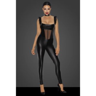 Noir Power Wetlook Overall w Tulle Panel (Black - Small)