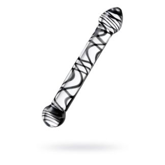 Sexus Glass Dildo Duo Black Swirl 20.5cm (Clear)
