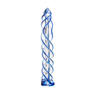 Sexus Glass Dildo Blue Helix 18.7cm (Clear)
