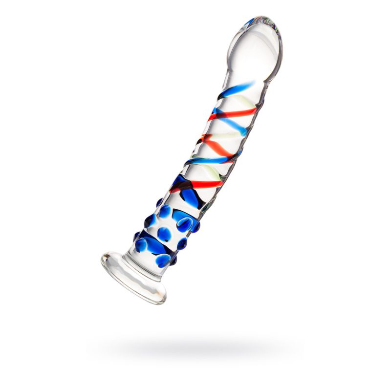 Sexus Glass Dildo Blue Tip 18cm (Clear)