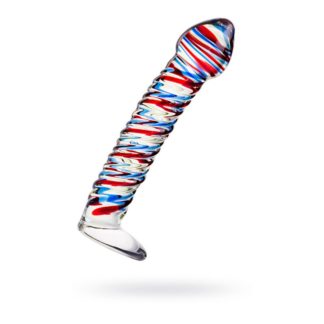 Sexus Glass Dildo Stripes w Base Blue/Red 16cm (Clear) Sexus Glass Dildo Stripes w Base Blue/Red 16cm (Clear)