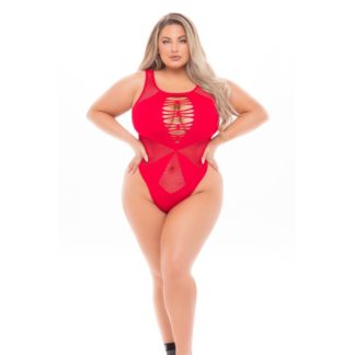 Pink Lipstick Duchess High Neck Bodysuit Red (Queen)