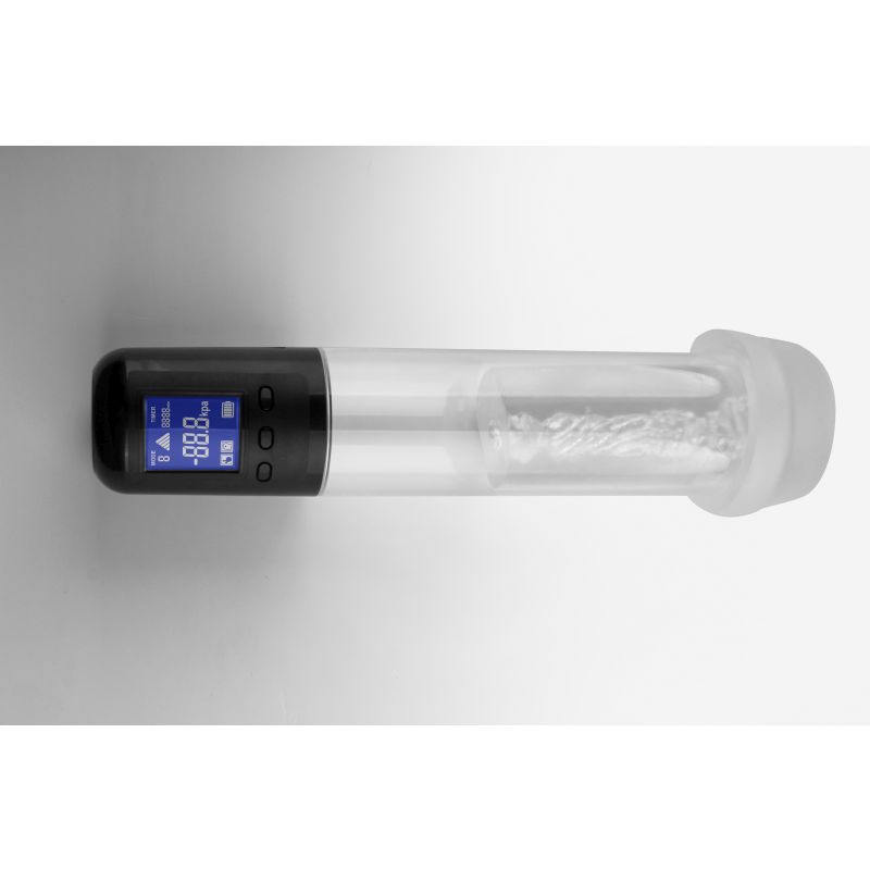 Smart Rechargeable LCD Penis Pump w Sleeve and Donut (Clear)