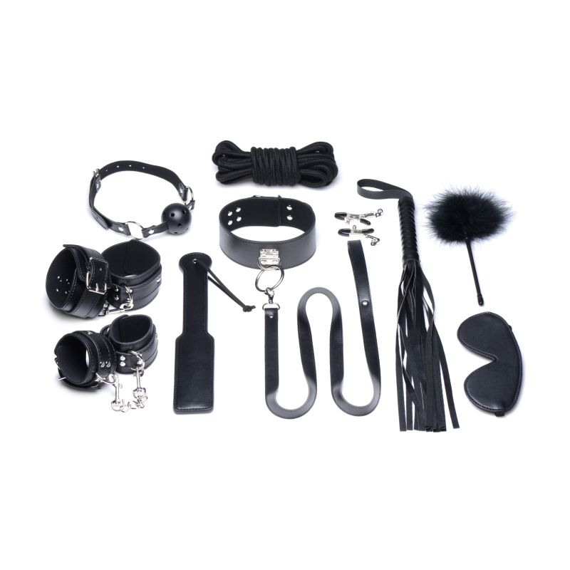 Deluxe 10 Pc Bondage Set Black Deluxe 10 Pc Bondage Set Black