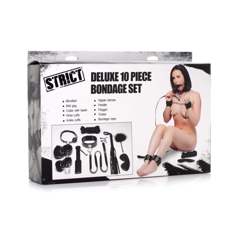 Deluxe 10 Pc Bondage Set Black Deluxe 10 Pc Bondage Set Black
