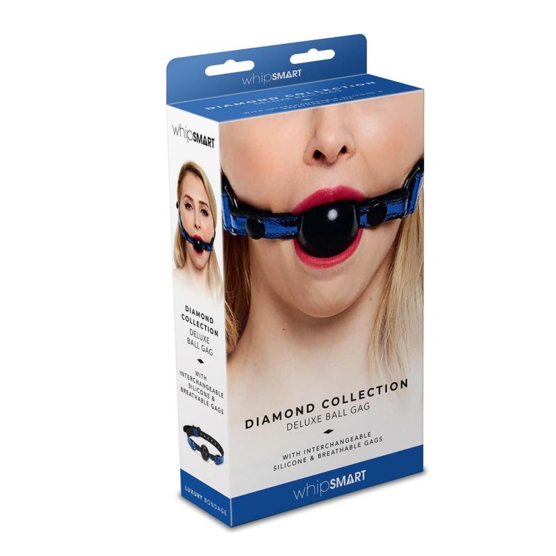 Whip Smart Diamond Deluxe Ball Gag Blue Whip Smart Diamond Deluxe Ball Gag Blue