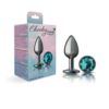 Cheeky Charms Gunmetal Round Butt Plug w Teal Jewel Small (Gun Metal)
