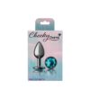 Cheeky Charms Gunmetal Round Butt Plug w Teal Jewel Small (Gun Metal)