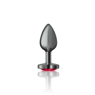 Cheeky Charms Gunmetal  Butt Plug w Heart Red Jewel Small (Gun Metal)