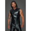 Powerwetlook Sleeveless Hooded Shirt w 2 Way Zipper (Black - Small)