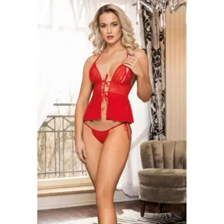 Showtime Cara 2 Pc Babydoll & G-String Red (Large/Extra Large)
