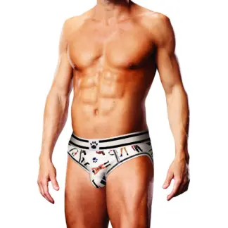 Prowler Leather Pride Open Brief  (White - Small)