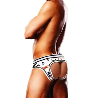 Prowler Leather Pride Open Brief  (White - Large)