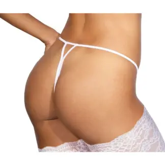 Axami Lingerie Lace Open Front G-String White  (Medium)