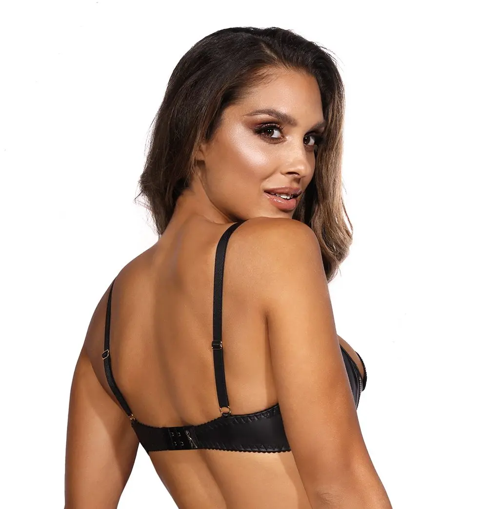 Wetlook Half Cup Zip Bra Black (Medium) Wetlook Half Cup Zip Bra Black (Medium)