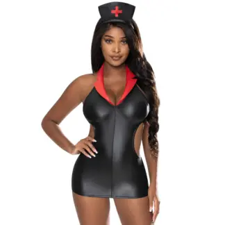 Exposed Lingerie Night Nurse Costume (Black - Small/Medium)