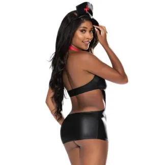 Exposed Lingerie Night Nurse Costume (Black - Large/Extra Large)