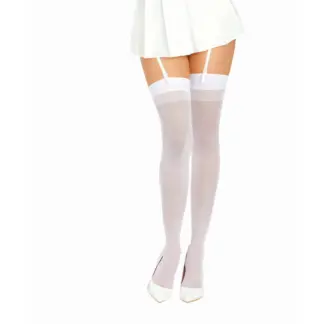 Dreamgirl Back Seam Sheer Thigh High Stockings White (One Size)