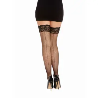 Dreamgirl Back Seam Fishnet Thigh High Stockings Black (One Size)