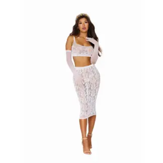 Dreamgirl Bralette and Slip Skirt White (One Size)