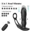 Thrusting Silicone Butt Plug with Cockring and Remote (Black)