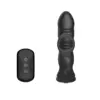 Thrusting Silicone Butt Plug with Cockring and Remote (Black)