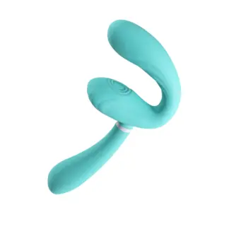 Arosum Sapphi Detachable Strapless Strap-on Double Vibrator (Teal)
