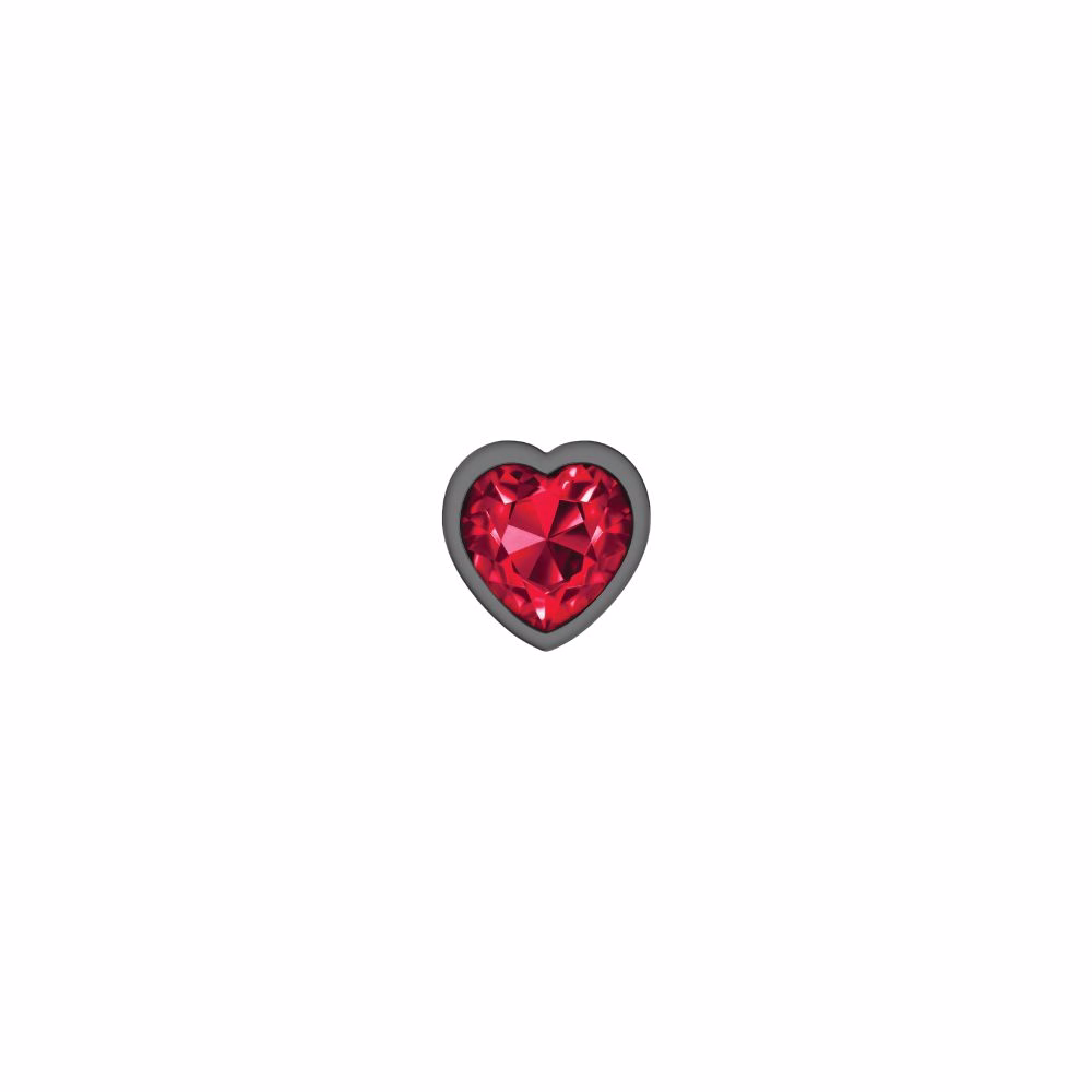 Cheeky Charms Round Metal Butt Plug Gunmetal 3 Pc Kit w Dark Red Heart Jewel (Gun Metal)