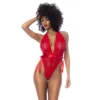 Red Lace Bodysuit with Side Ties (Small/Medium)