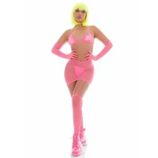 Pink Lipstick Pink Mesh Bling Ring Set incl Pasties (One Size)