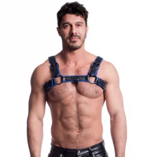 Sport Fucker Vegan Bulldog Harness Black and Blue (Large/Extra Large)