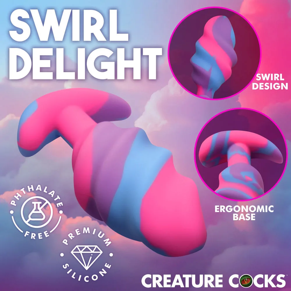 Unicorn Swirl Silicone Butt Plug Large (Mixed)