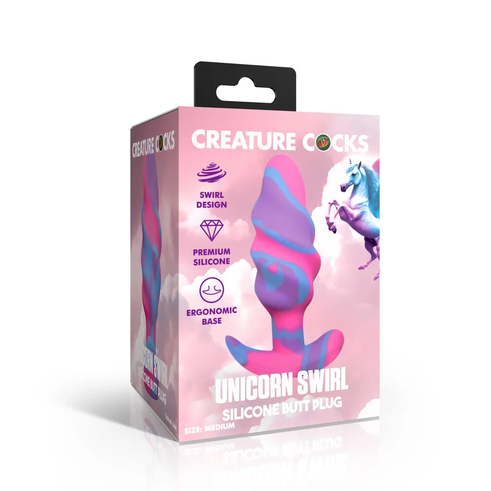 Unicorn Swirl Silicone Butt Plug Large (Mixed)