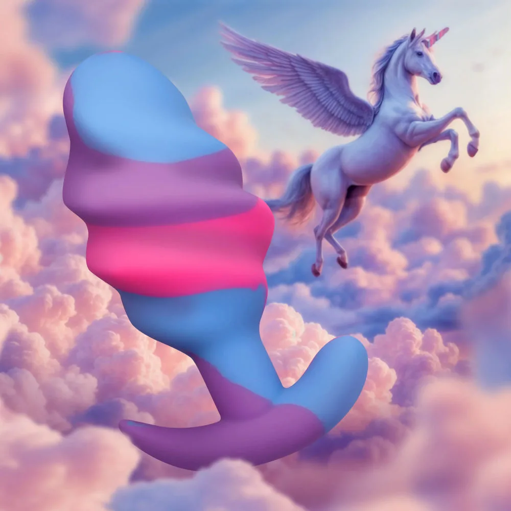Unicorn Swirl Silicone Butt Plug Large (Mixed)