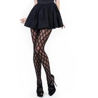 Killer Legs  Geo Jacquard Fishnet Tights Black (One Size)