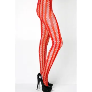 Killer Legs  Stella Elyse Coiled Lines Fishnet Tights Red (One Size)